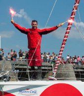 Arrivée victorieuse de Jérémie Beyou lors de la transat New York - Vendée 